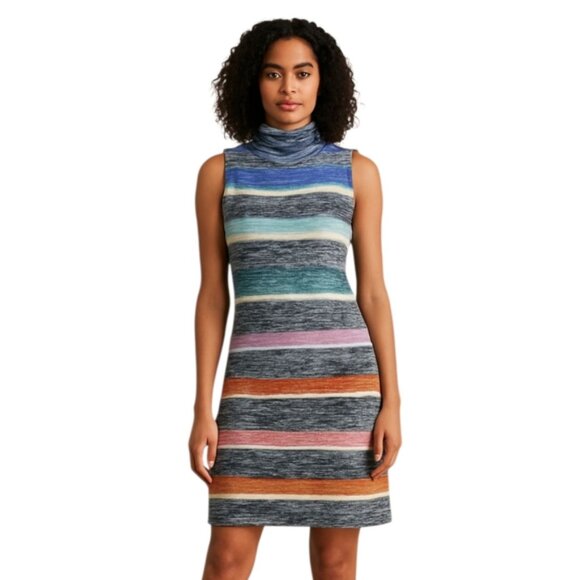 Anthropologie Colorblock Sleeveless Turtleneck Tunic Mini Dress - Picture 1 of 10